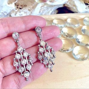 Sparkling Rhinestone Silver Earrings.
